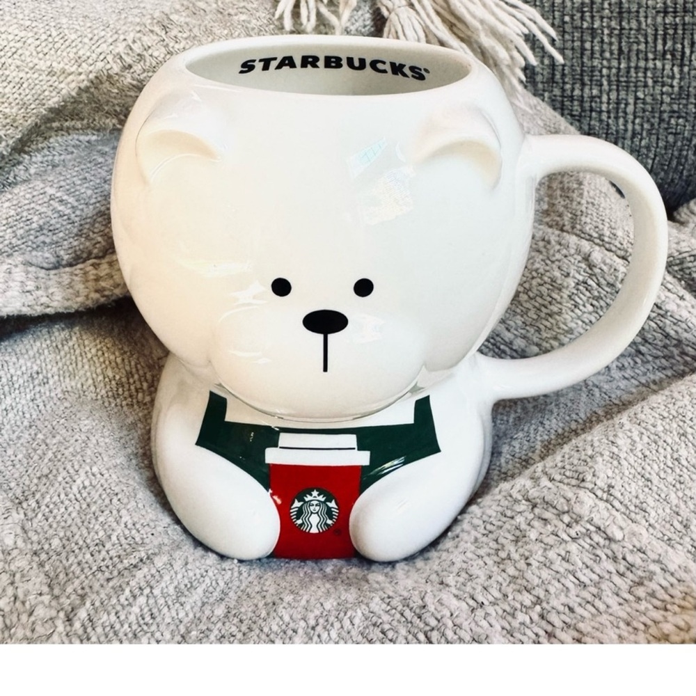 NEW!! LAUNCHED 10/25☕️🫖🍶🍩☕️🧋Starbucks White Bear Mug with Green and Red Accents